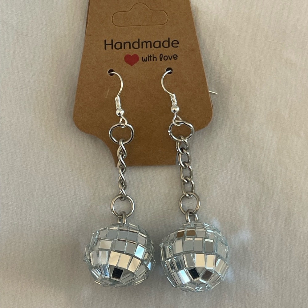 Handcrafted Silver Disco Ball Earrings
